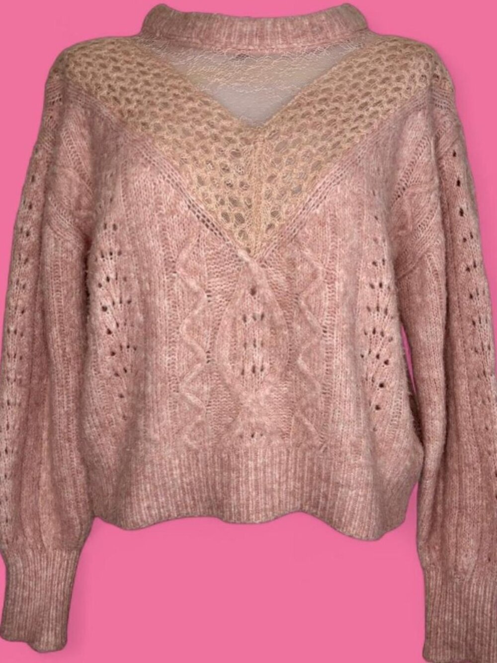 Express soft pink knitted sweater